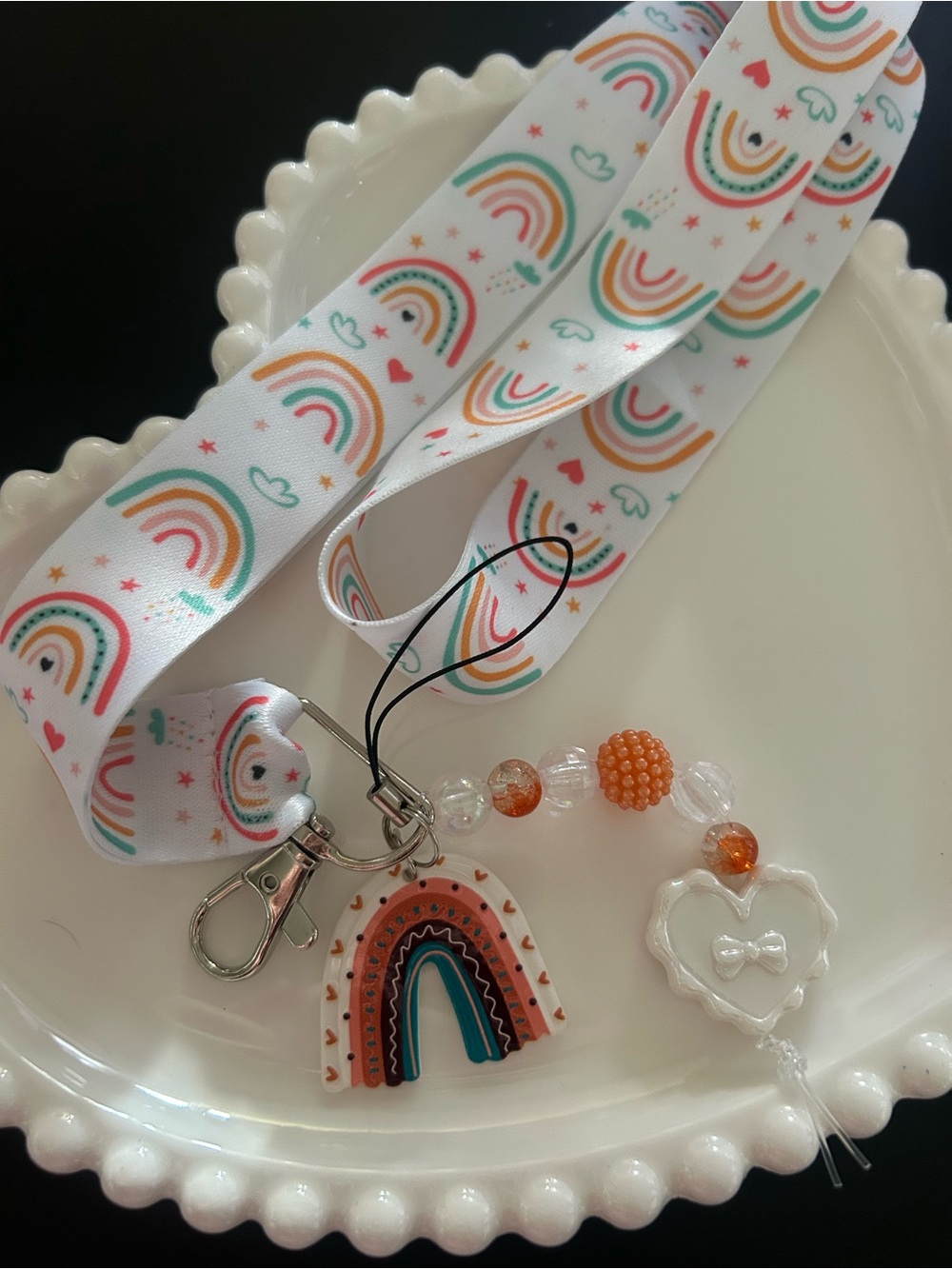 Rainbow Lanyard with Beaded Accent